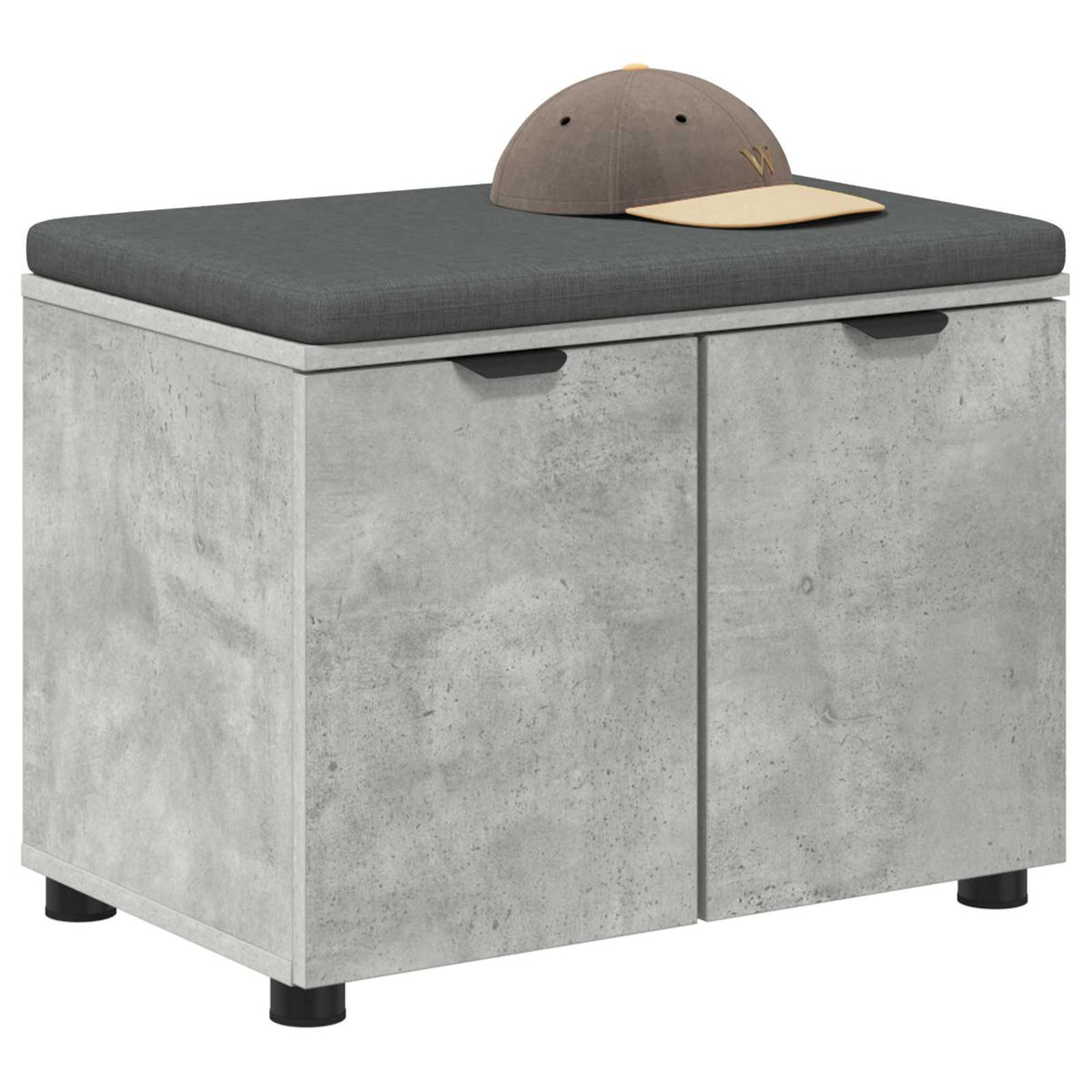 Vidaxl halbank met kussen met plank beton grijs 60 x 38 x 46 cm