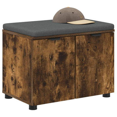 Vidaxl halbank met kussen met plank gerookte eik 60 x 38 x 46 cm