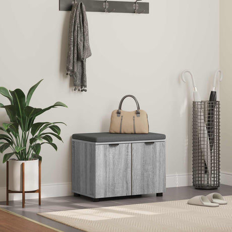 Vidaxl halbank met kussen met plank grijze sonoma 60 x 38 x 46 cm