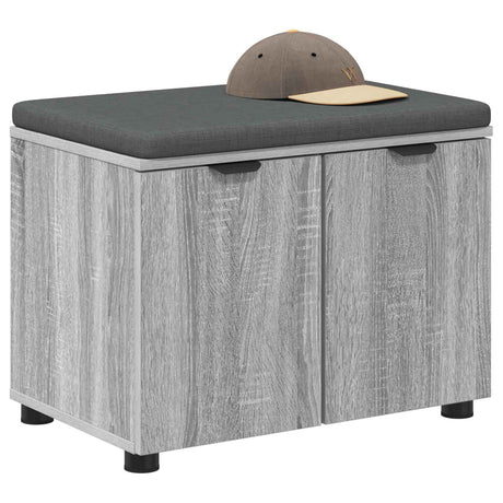 Vidaxl halbank met kussen met plank grijze sonoma 60 x 38 x 46 cm