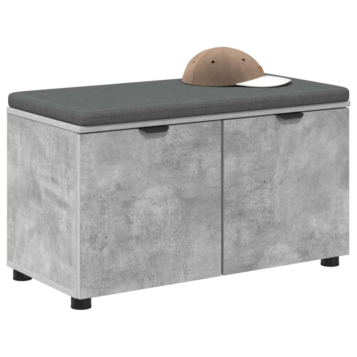 Vidaxl halbank met kussen met plank beton grijs 80 x 38 x 46 cm