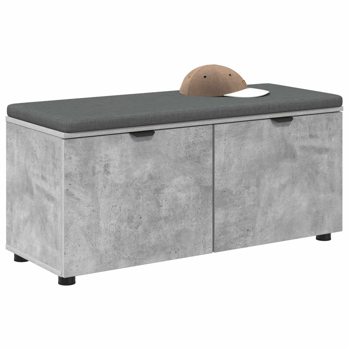 Vidaxl halbank met kussen met plank beton grijs 100 x 38 x 46 cm