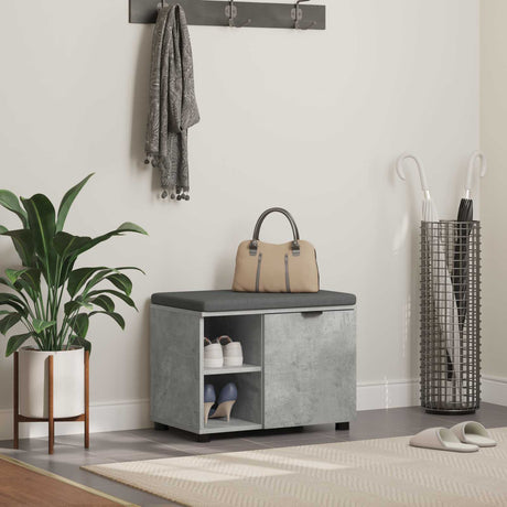 Vidaxl halbank met kussen met plank beton grijs 60 x 38 x 46 cm