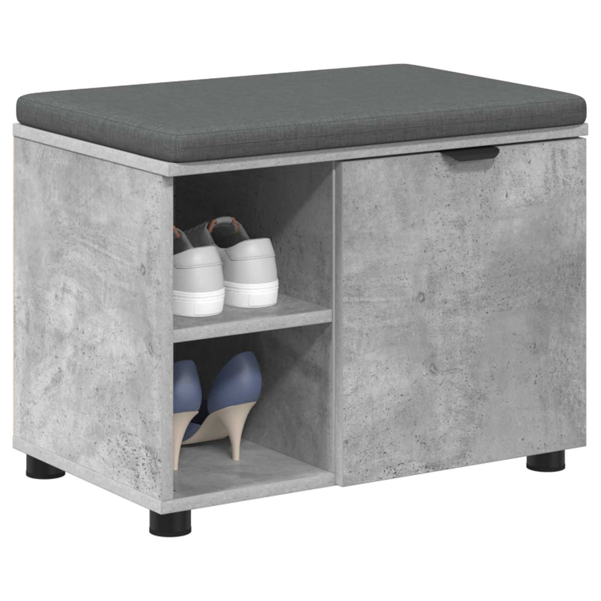 Vidaxl halbank met kussen met plank beton grijs 60 x 38 x 46 cm