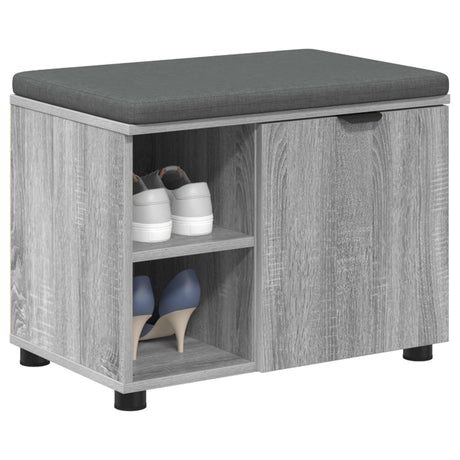 Vidaxl halbank met kussen met plank grijze sonoma 60 x 38 x 46 cm
