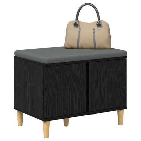 Vidaxl halbank met kussen met opslag zwarte eik 60 x 38 x 46 cm