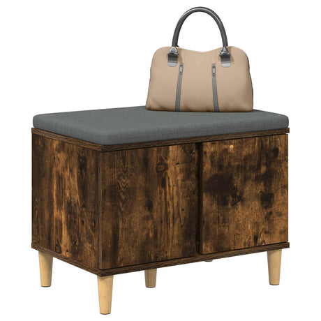 Vidaxl halbank met kussen met opslag gerookte eik 60 x 38 x 46 cm
