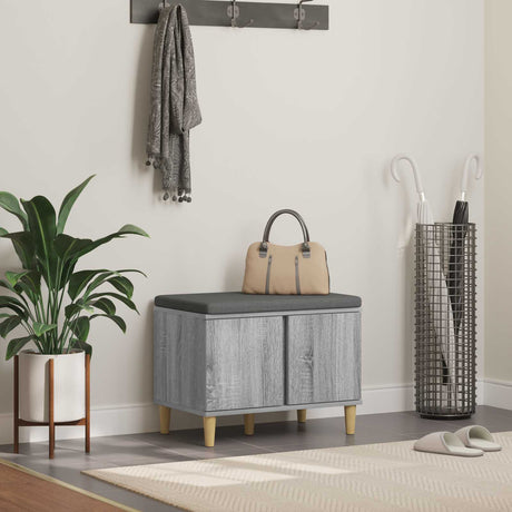 Vidaxl halbank met kussen met opslag grijze sonoma 60 x 38 x 46 cm