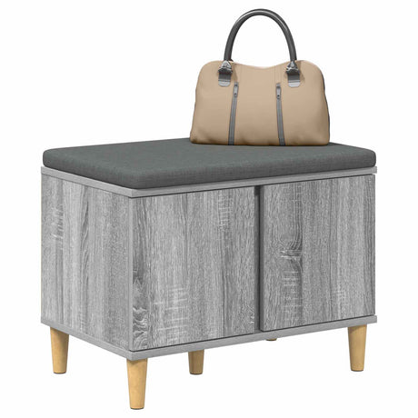 Vidaxl halbank met kussen met opslag grijze sonoma 60 x 38 x 46 cm
