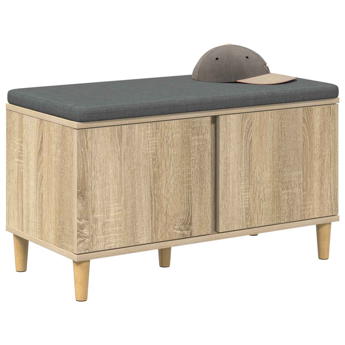 Vidaxl halbank met kussen met opslag sonoma eiken 80 x 38 x 46 cm