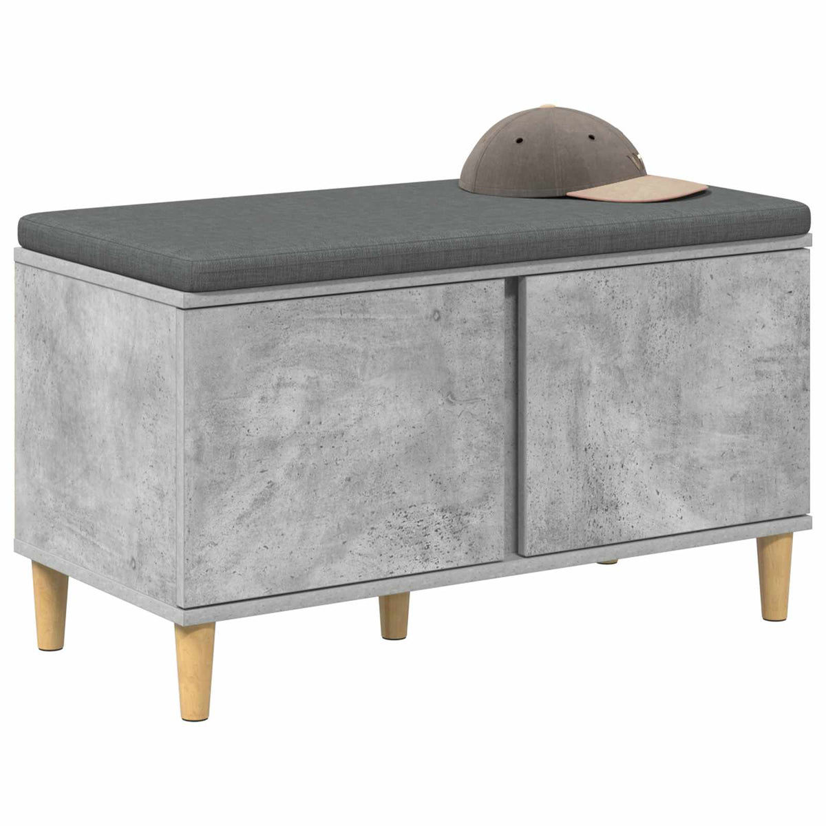 Vidaxl halbank met kussen met opslag beton grijs 80 x 38 x 46 cm