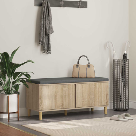 Vidaxl halbank met kussen met opslag sonoma eiken 100 x 38 x 46 cm