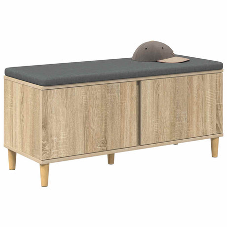 Vidaxl halbank met kussen met opslag sonoma eiken 100 x 38 x 46 cm