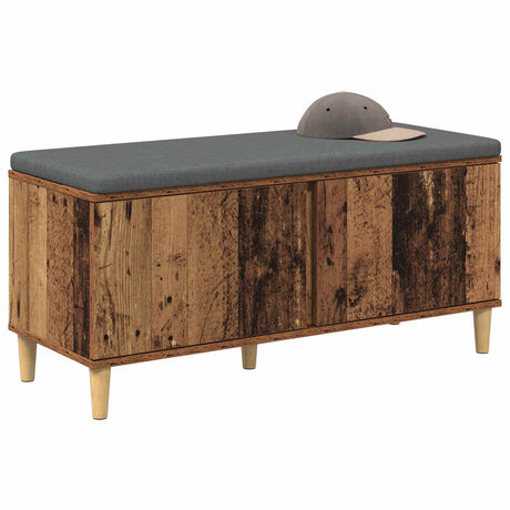 Vidaxl halbank met kussen met opslag oudhout 100 x 38 x 46 cm