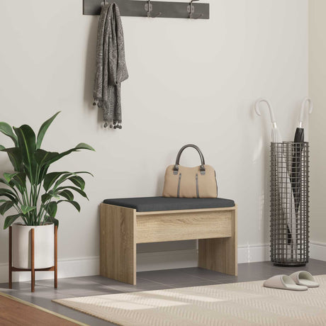 Vidaxl halbank met kussen sonoma eiken 63 x 38 x 40 cm