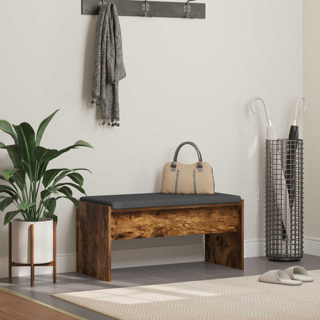 Vidaxl halbank met kussen gerookt eiken 83 x 38 x 40 cm