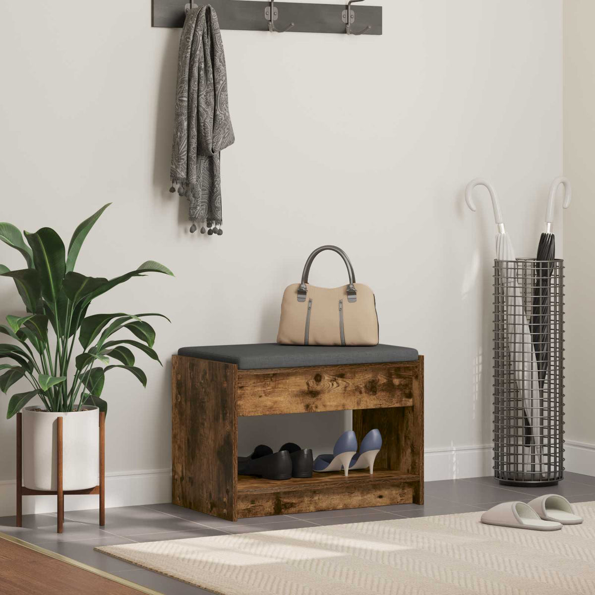 Vidaxl halbank gerookte eik 63 x 38 x 45 cm
