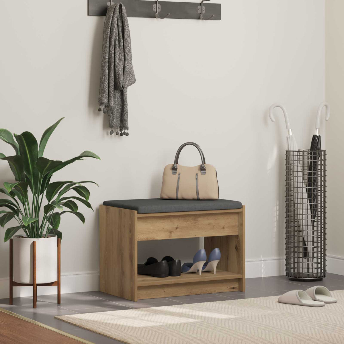 Vidaxl halbank artisan eik 63 x 38 x 45 cm