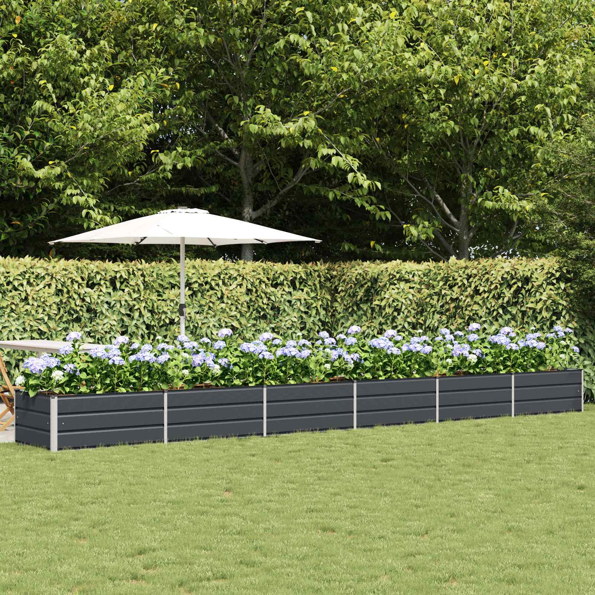 Vidaxl plantenbak antraciet 600 x 80 x 45 cm staal