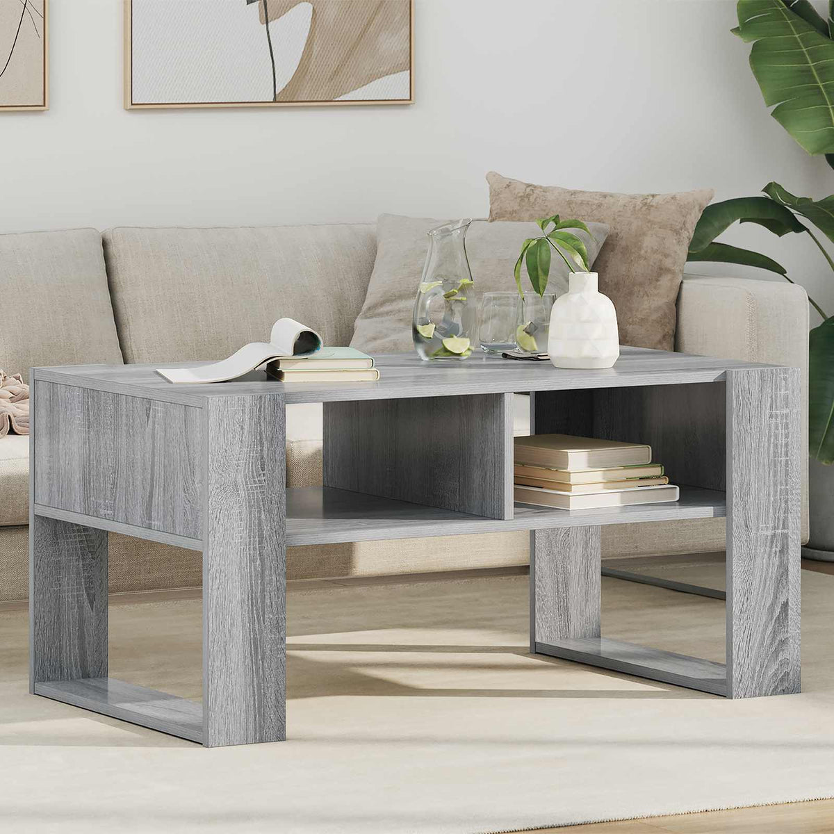 Vidaxl salontafel grijs sonoma 92 x 53 x 45 cm bewerkt hout