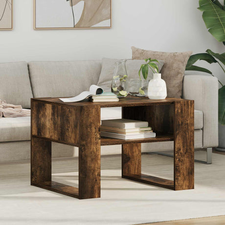 Vidaxl salontafel gerookt eiken 66 x 53 x 45 cm bewerkt hout