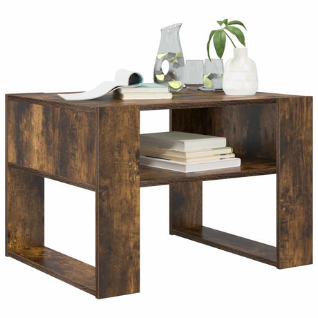 Vidaxl salontafel gerookt eiken 66 x 53 x 45 cm bewerkt hout