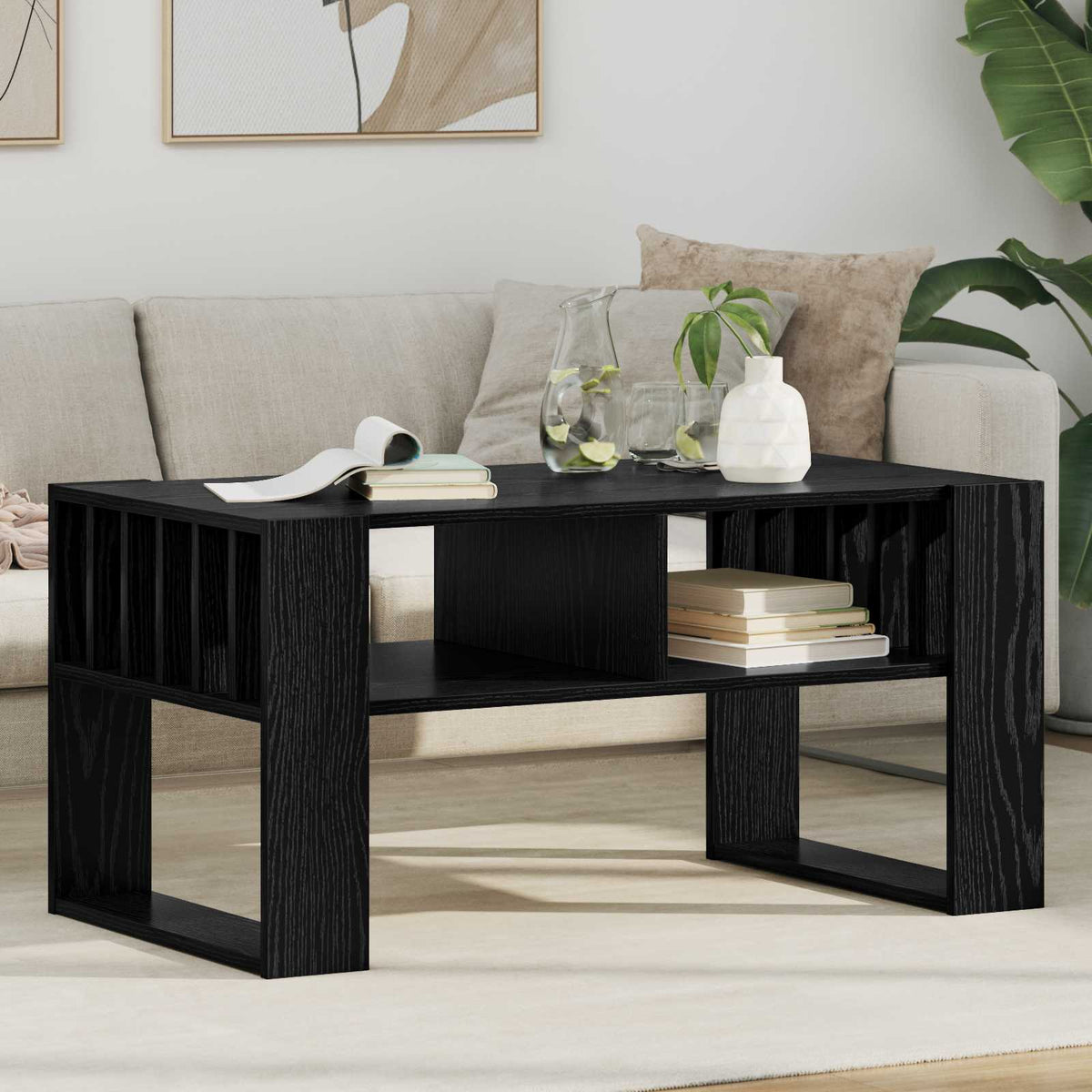 Vidaxl salontafel zwart eiken 92 x 49,5 x 45 cm bewerkt hout