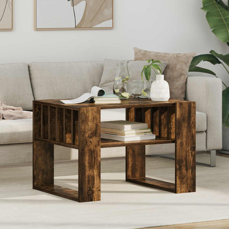 Vidaxl salontafel gerookt eiken 66 x 49,5 x 45 cm bewerkt hout