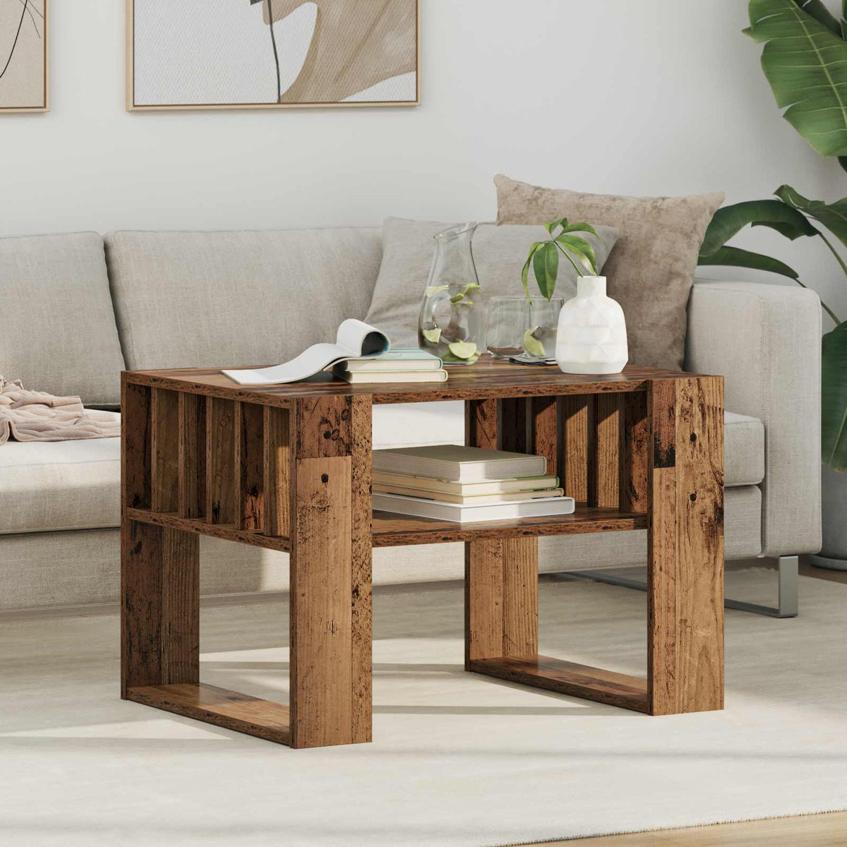 Vidaxl salontafel oudhout 66 x 49,5 x 45 cm bewerkt hout