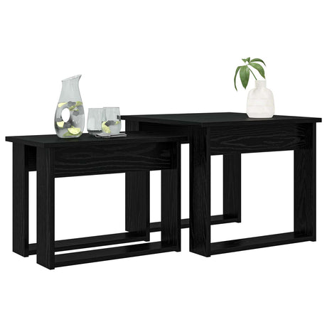 Vidaxl koffietafel set 2 st zwart eiken 50 x 52 x 42 cm bewerkt hout