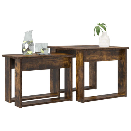 Vidaxl koffietafel set 2 st gerookt eiken 50 x 52 x 42 cm bewerkt hout