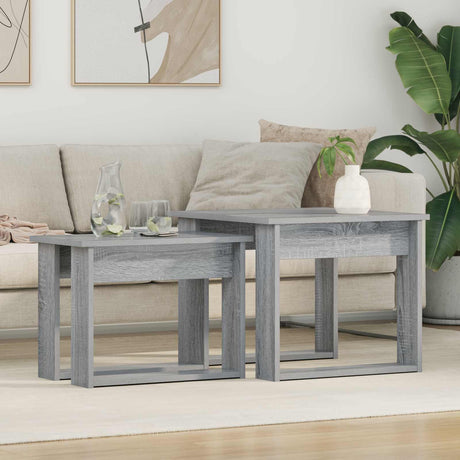 Vidaxl koffietafel set 2 st grijs sonoma 50 x 52 x 42 cm bewerkt hout