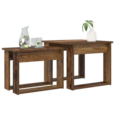 Vidaxl koffietafel set 2 st oudhout 50 x 52 x 42 cm bewerkt hout