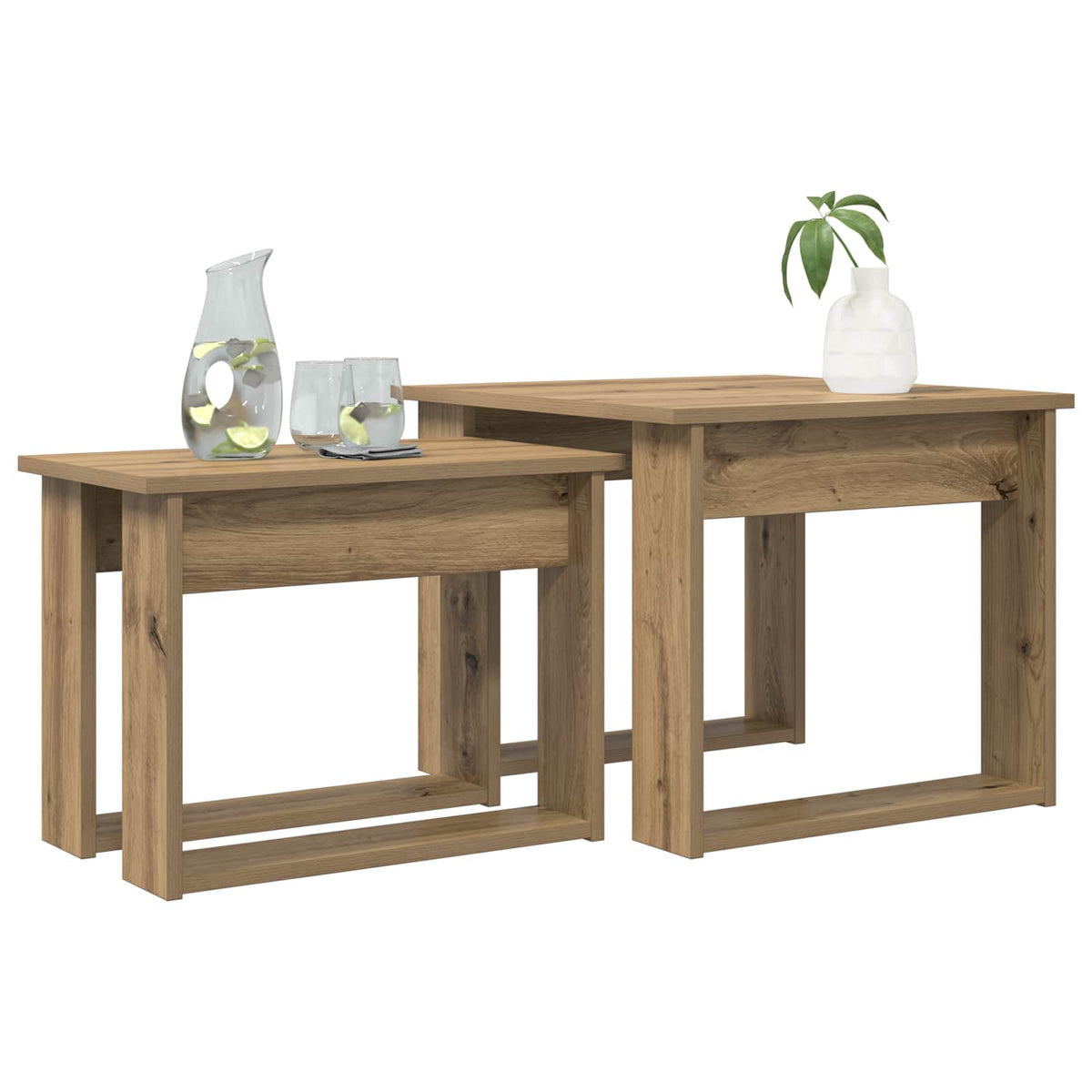 Vidaxl koffietafel set 2 st artisan eiken 50 x 52 x 42 cm bewerkt hout