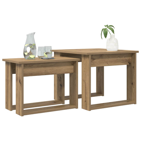Vidaxl koffietafel set 2 st artisan eiken 50 x 52 x 42 cm bewerkt hout