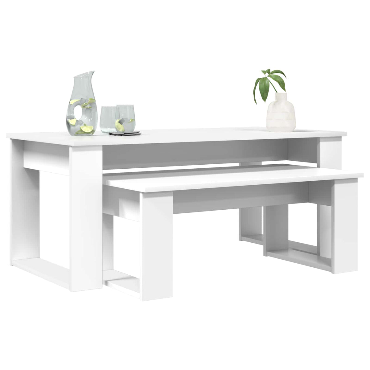 Vidaxl koffietafel set 2 st wit 100 x 50 x 42 cm bewerkt hout