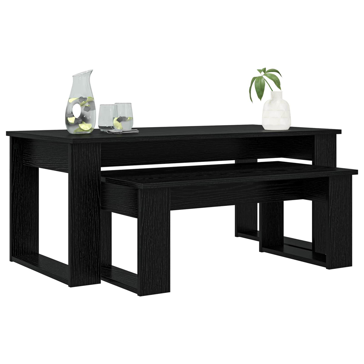 Vidaxl koffietafel set 2 st zwart eiken 100 x 50 x 42 cm bewerkt hout