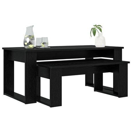 Vidaxl koffietafel set 2 st zwart eiken 100 x 50 x 42 cm bewerkt hout
