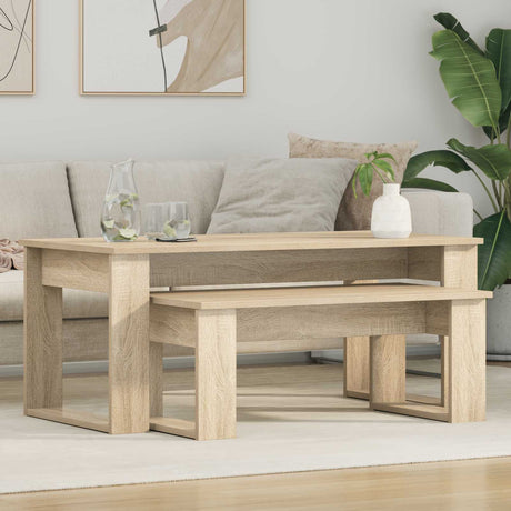 Vidaxl koffietafel set 2 st sonoma eiken 100 x 50 x 42 cm bewerkt hout