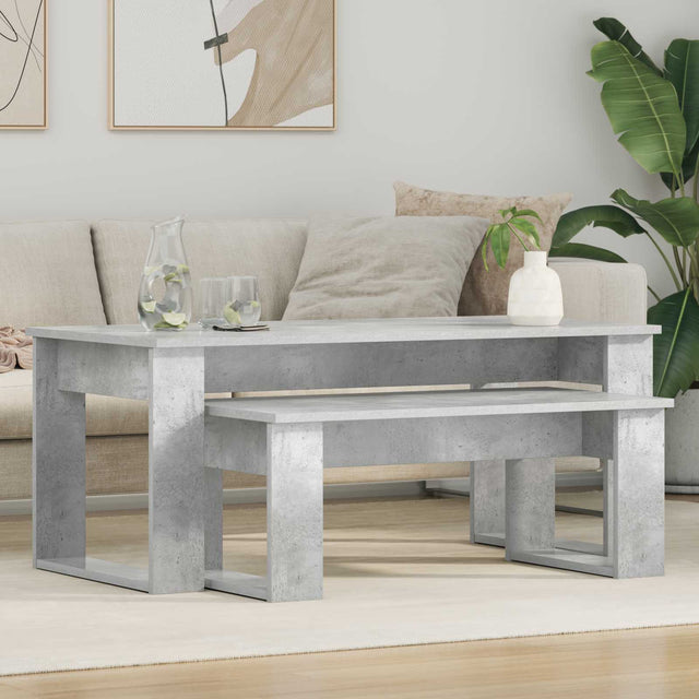 Vidaxl koffietafel set 2 st beton grijs 100 x 50 x 42 cm bewerkt hout