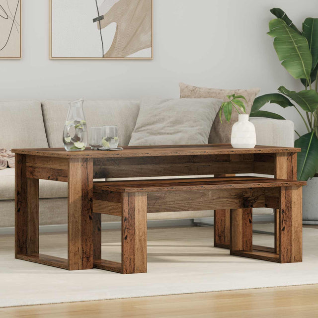 Vidaxl koffietafel set 2 st oudhout 100 x 50 x 42 cm bewerkt hout