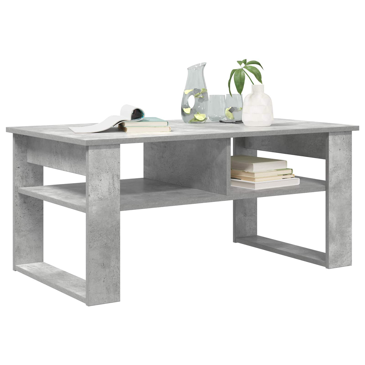 Vidaxl salontafel beton grijs 96 x 54 x 44 cm bewerkt hout