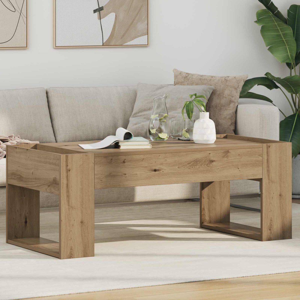 Vidaxl salontafel artisan eiken 110 x 50 x 41 cm bewerkt hout