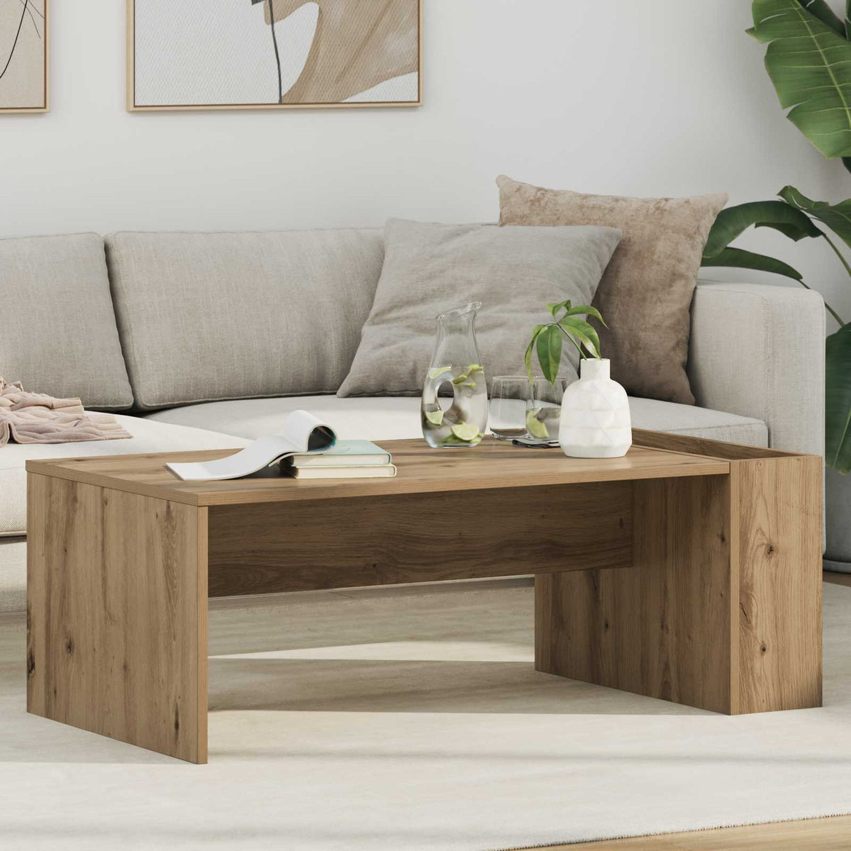 Vidaxl salontafel artisan eiken 95 x 50 x 34 cm bewerkt hout