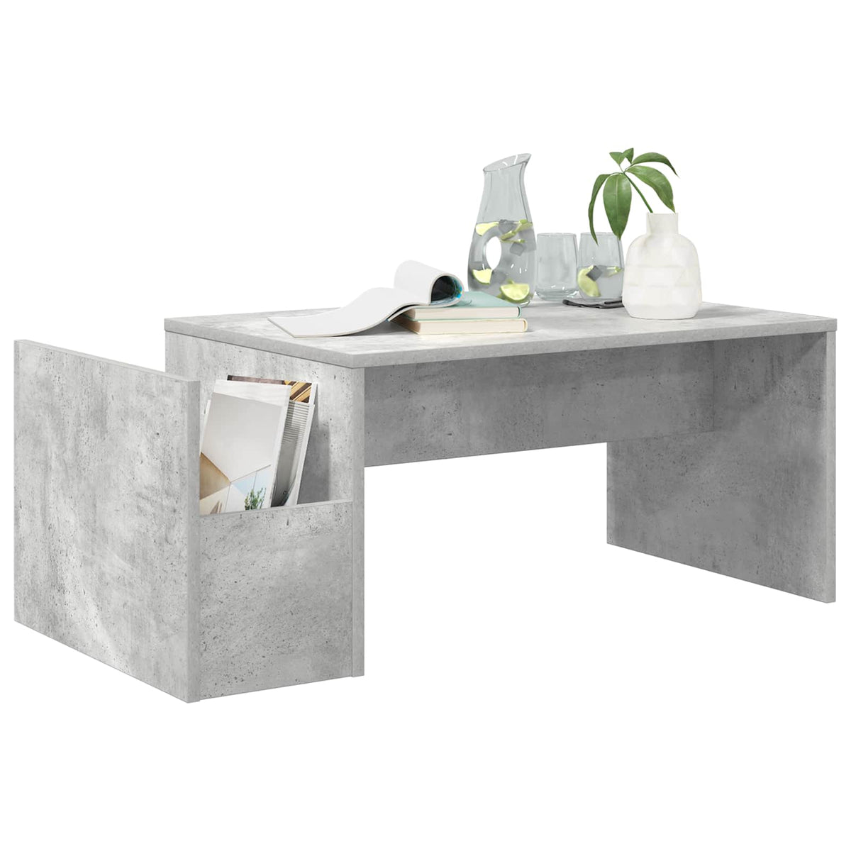 Vidaxl salontafel beton grijs 90 x 45 x 35 cm bewerkt hout