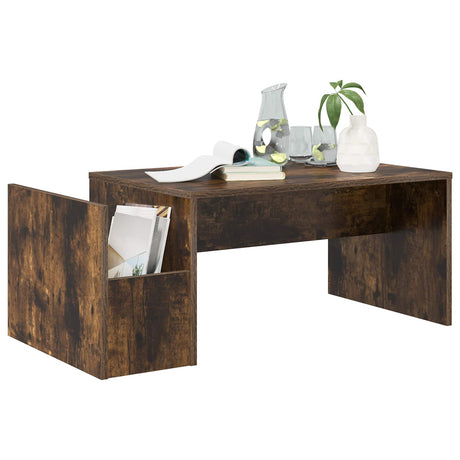 Vidaxl salontafel gerookt eiken 90 x 45 x 35 cm bewerkt hout