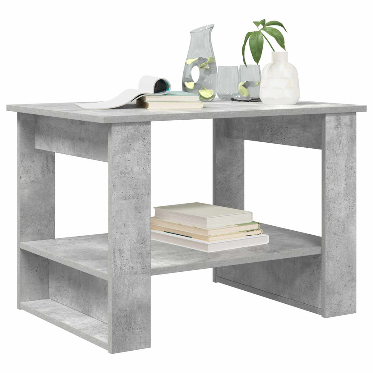 Vidaxl salontafel beton grijs 72 x 50 x 50 cm bewerkt hout
