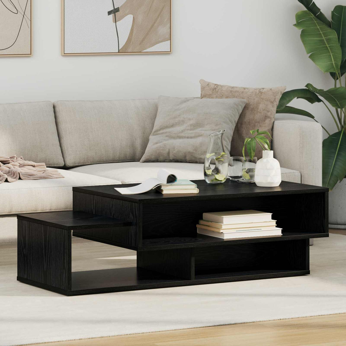 Vidaxl salontafel zwart eiken 105 x 50 x 32,5 cm bewerkt hout