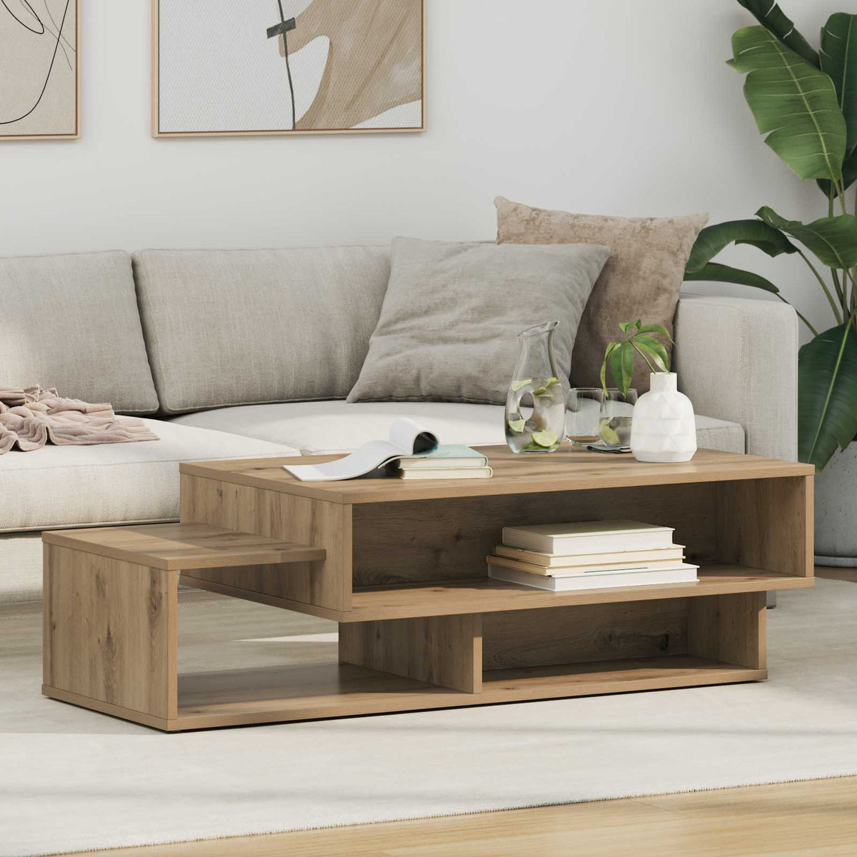Vidaxl salontafel artisan eiken 105 x 50 x 32,5 cm bewerkt hout