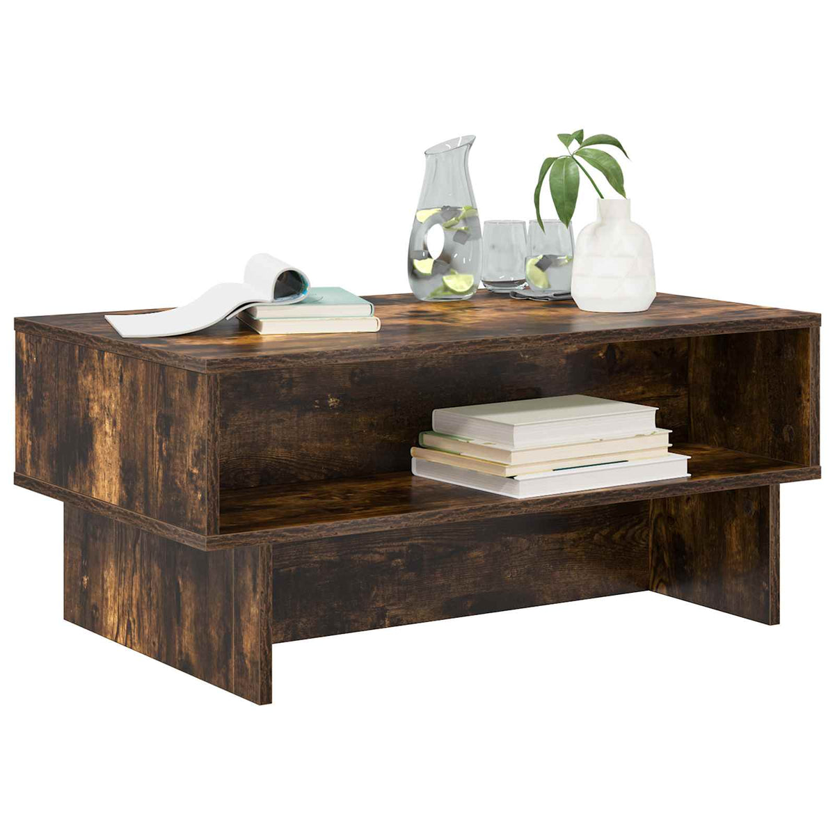 Vidaxl salontafel gerookt eiken 80 x 46 x 35 cm bewerkt hout